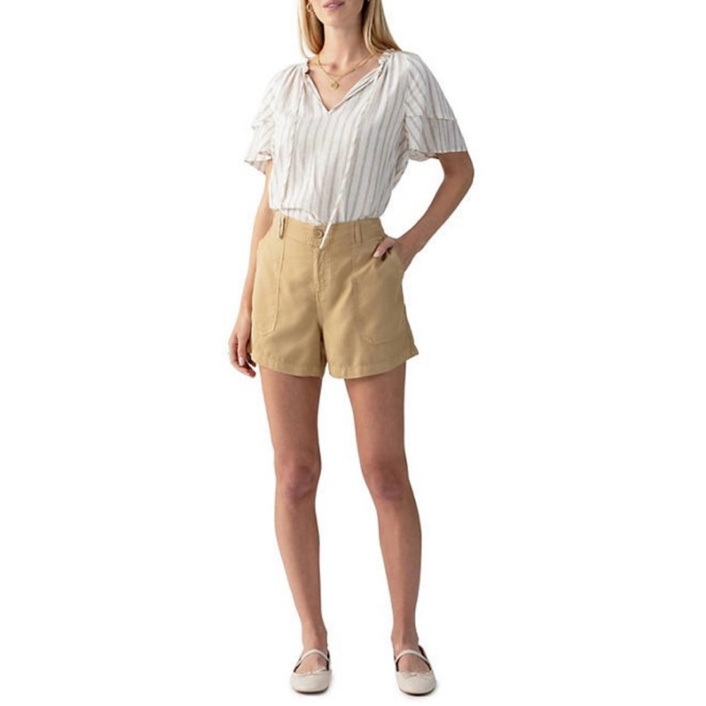 Social Standard Tan Mid-Waisted Tencel Shorts